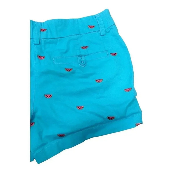 Cambridge Dry Goods Women's 2 Chino Shorts Blue Embroidered Watermelon Design - Picture 7 of 8